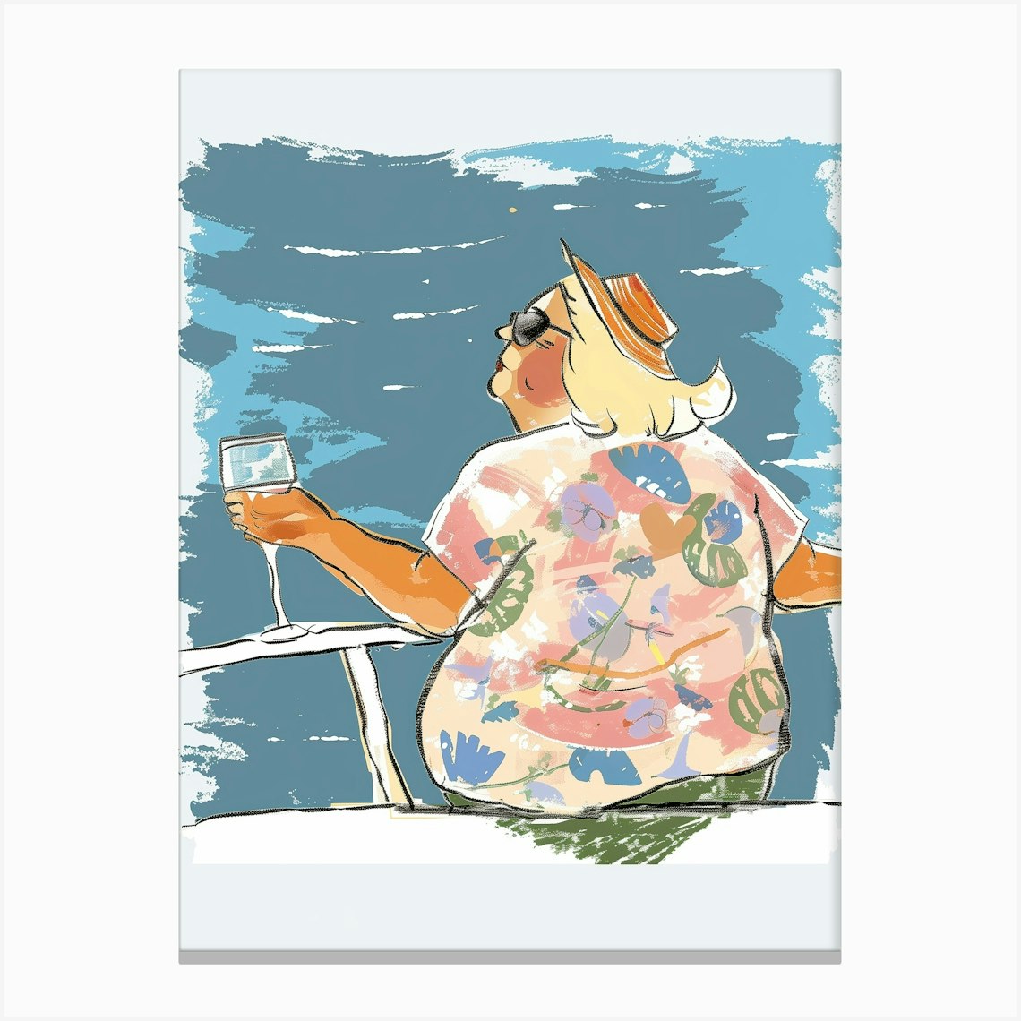 Woman On A Boat Canvas Print by AST prints