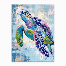 Blue Green Pink Sea Turtle 2 Canvas Print