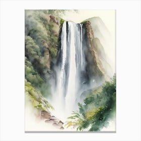 Bridal Veil Falls, New Zealand Water Colour  (1) Canvas Print