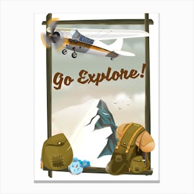 Go Explore Hiking travel poster Canvas Print