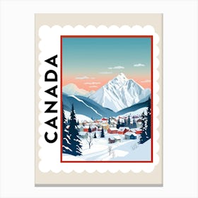 Retro Winter Stamp Poster Banff Canada 2 Canvas Print