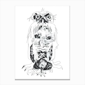 Three sleepy owls Canvas Print