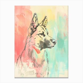 German Shepherd Dog Pastel Line Watercolour Illustration  1 2 Canvas Print