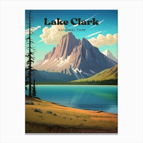 Lake Clark National Park Alaska Mountain View Travel Art Illustration Canvas Print