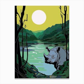 A Rhino In The Bushes 3 Canvas Print