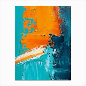 Abstract Vibrant Orange And Cyan Brushstrokes Canvas Print