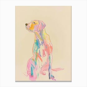 Pointer Dog Pastel Line Watercolour Illustration 2 Canvas Print