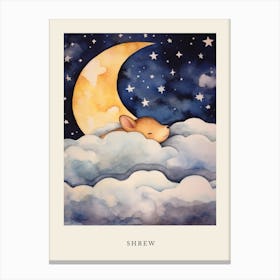 Baby Shrew Sleeping In The Clouds Nursery Poster Canvas Print