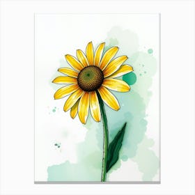 Watercolor Sunflower Canvas Print