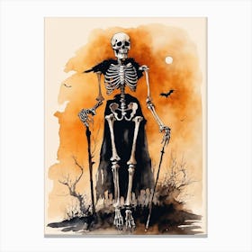 Vintage Halloween Gothic Skeleton Painting (15) Canvas Print
