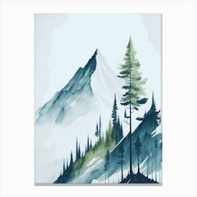 Mountain And Forest In Minimalist Watercolor Vertical Composition 266 Canvas Print