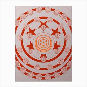 Geometric Abstract Glyph Circle Array in Tomato Red n.0187 Canvas Print