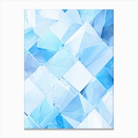 Abstract Geometric Composition Integrating Polygons Soft White And Blue Hues And Transparent Ice (5) Canvas Print