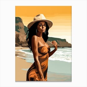 Illustration of an African American woman at the beach 94 Canvas Print