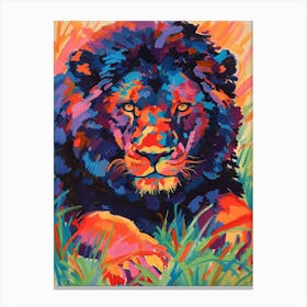 Black Lion Symbolic Imagery Fauvist Painting 2 Canvas Print
