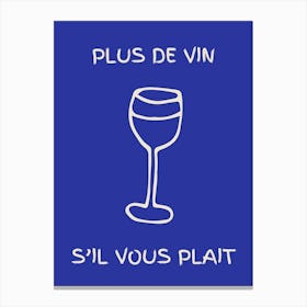 Wine Glass Kitchen Poster Electric Blue Canvas Print