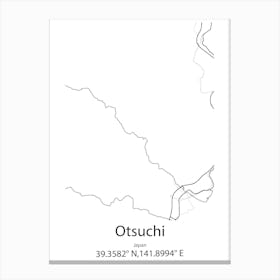 Otsuchi,Japan Minimalist Map Canvas Print