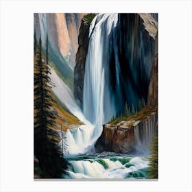 Takakkaw Falls, Canada Peaceful Oil Art  Canvas Print