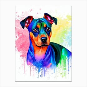 German Pinscher Rainbow Oil Painting dog Canvas Print