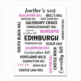 Edinburgh hills and peaks pink Canvas Print