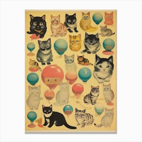 Collection Of Vintage Cats Kitsch 3 Canvas Print