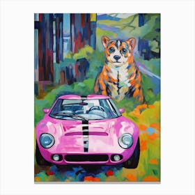 Ford Gt40  Vintage Car With A Dog, Matisse Style Painting Canvas Print