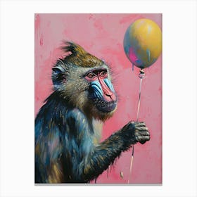 Cute Mandrill 1 With Balloon Canvas Print