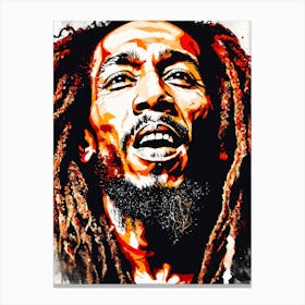 Bob Marley Portrait Ink Painting (7) Canvas Print