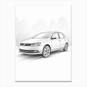 Volkswagen Golf Line Drawing 31 Canvas Print