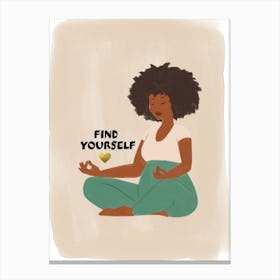 FIND YOURSELF Yoga Namaste Lotus Canvas Print