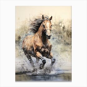 A Horse Painting In The Style Of Dry On Dry Technique 3 Canvas Print