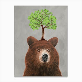 Bear With Tree Canvas Print