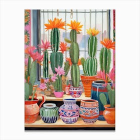 Cactus Painting Maximalist Still Life Melocactus Cactus 1 Canvas Print