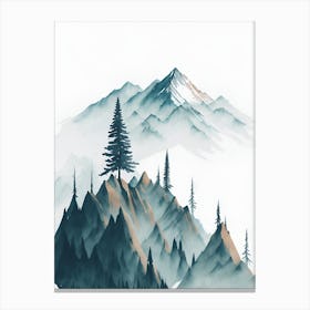 Mountain And Forest In Minimalist Watercolor Vertical Composition 188 Canvas Print