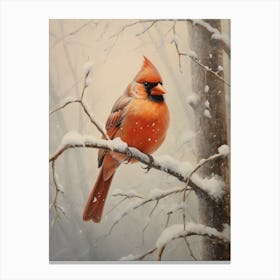 Cardinal In Snow 1 Canvas Print