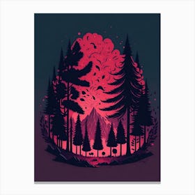 A Fantasy Forest At Night In Red Theme 52 Canvas Print