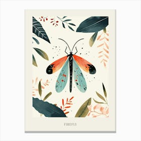 Colourful Insect Illustration Firefly 12 Poster Canvas Print
