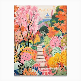The Garden Of Morning Calm, South Korea In Autumn Fall Illustration 1 Canvas Print