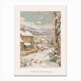 Vintage Winter Poster Cotswolds United Kingdom 3 Canvas Print