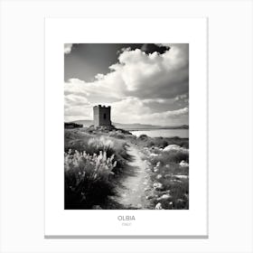 Poster Of Olbia, Italy, Black And White Photo 2 Canvas Print