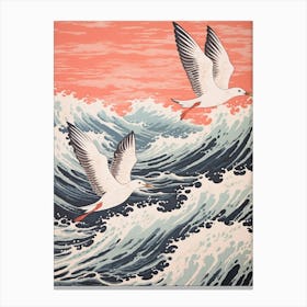 Vintage Japanese Inspired Bird Print Seagull 1 Canvas Print