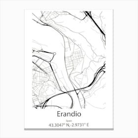 Erandio,Spain Minimalist Map Canvas Print