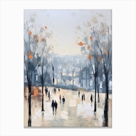 Winter City Park Painting Montjuc Park Barcelona 3 Canvas Print