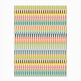 Bright Retro Mod Multicolor Stripe Pattern Canvas Print