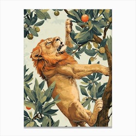 Barbary Lion Climbing A Tree Illustration 3 Canvas Print