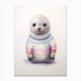 Baby Animal Watercolour Seal 2 Canvas Print