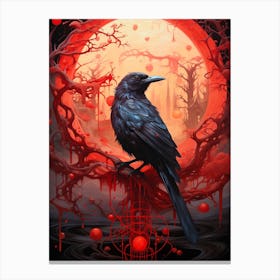 Crow Red Moon Canvas Print