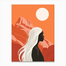 Silhouette Of A Woman In The Desert Canvas Print