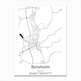 Bensheim,Germany Minimalist Map Canvas Print