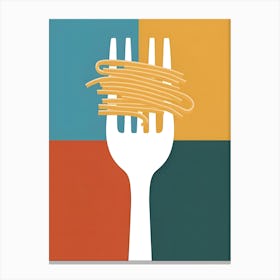 Fork And Pasta In Matisse Painting Style 3 Canvas Print